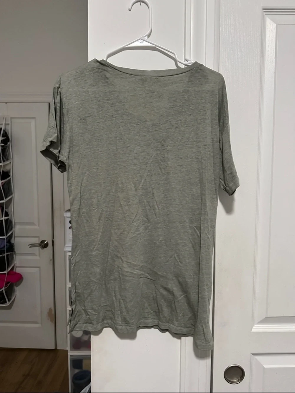 VS pink  Lace-Up V-Neck T-Shirt in Olive Green - Picture 4 of 4
